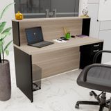 Balcão Atendimento Recepção Consultório 1400x600 Com Gaveteiro Netmobil - Carvalho