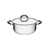 Caçarola Tramontina Rasa Duo Silicone Em Aço Inox Fundo Triplo Com Tampa E Alças Em Silicone 24 Cm 4,7 L - 62483/240