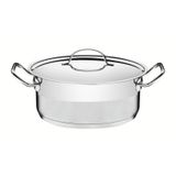 Caçarola Tramontina Professional Rasa Em Aço Inox Fundo Triplo Com Tampa Plana Detalhe Satinado 24 Cm 4,7 L - 62623/240