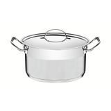 Caçarola Tramontina Professional Funda Em Aço Inox Fundo Triplo Com Tampa Plana Detalhe Satinado 24 Cm 6,1 L - 62624/240