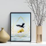 Quadro Arquétipo Sucesso Financeiro Águia Ouro 45x34cm Vidro