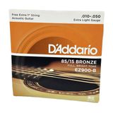 Cordas 010 Daddario Violão Ez900-b Aço Bronze  85/15