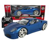 Carrinho De Controle Remoto Carro Ferrari F430 Azul Led