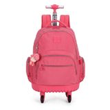 Mochila De Carrinho 4 Rodas Laptop Up4you Rosa Salmao