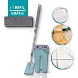 Flat Mop Com Balde Rodo Lava E Seca Limpeza Casa Com Refil