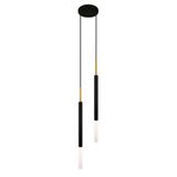 Luminária Pendente Tubo Duplo Difusor Lavabo Preto Dourado