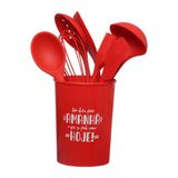 Jogo De Utensilios Para Cozinha De Silicone 8 Peças Vermelho