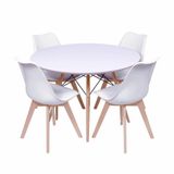 Conjunto Mesa Eames Branca 110cm E 4 Cadeiras Saarinen Pp Branca