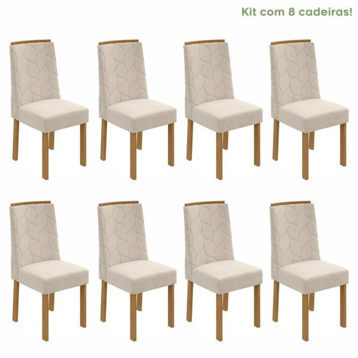 Conjunto Com 8 Cadeiras Para Sala De Jantar Astrid Amêndoa Clean/rinzai Bege