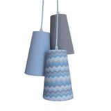 Lustre Pendente Luminária Teto Criança Cinza, Azul E Branco Bivolt