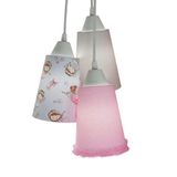 Lustre Pendente Luminária Teto Cacho 3 Cúpulas Bailarina Rosa Bivolt