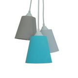 Lustre Pendente Teto Quarto Cacho Tons De Cinza E Azul Bivolt