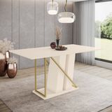 Mesa De Jantar Para 6 Lugares 1,6m Tampo Mdf Canto Reto Andy Off White