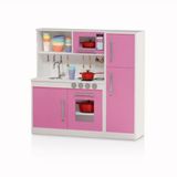 Mini Cozinha Princesinha Armário Infantil Rosa + Geladeira