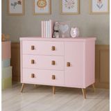 Cômoda Quarto Bebê Fraldário Taty Rosa C/ Sapateira Mdf