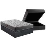 Cama Box Baú Casal: Colchão Anatômico D28 - Ag65 Black Double + Base Crc Suede Gray(138x188)