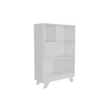 Estante De Livros Retrô 2868 C- 5 Nichos Branco Brilho - Peroba