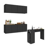 Armário De Cozinha Com Bancada Americana/mesa Gourmet Multimóveis Mp2202 Preto Preto