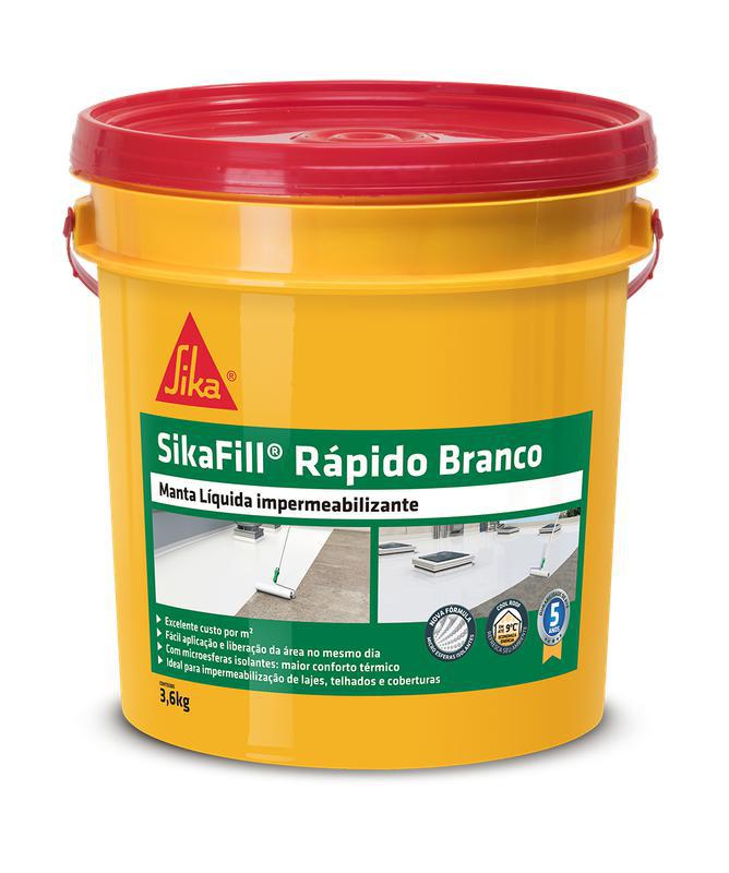 Sikafill Rápido Manta Líquida Impermeabilizante Branco 3,6kg Menor preço em Sikafill Rápido Manta Líquida Impermeabilizante Branco 3,6kg