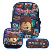 Mochila Masculina Infantil Roblox Costas Lancheira Estojo