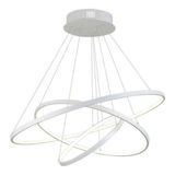 Lustre Led Moderno Pendente Anéis 3 Arco Aro Branco