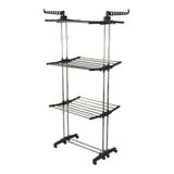 Varal De Chão 3 Andares Aço Inox Móvel E Dobravel - Prateado
