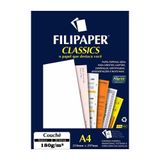 Papel Couchê Branco A4 210x297mm 180g/m² Filipaper 50 Folhas