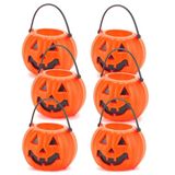 Kit Mini Balde Abóbora Decoração Halloween - Com 6 Unidades