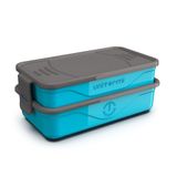 Marmita Térmica Dupla Trava 1,3l Com Talheres Inox Livre Bpa Cor:azul