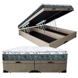 Cama Box Bau Casal Bipartido Colchão Mola Bonnel Prime Coil Detroit + Box Suede 71x138x188