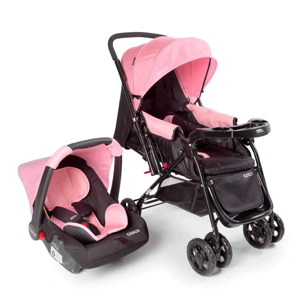 Carrinho De Bebê Travel System Reverse Duo Cosco Kids - Rosa Rajado