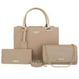 Kit Bolsa Handbag Feminina Alça Fixa E Transversal Ziper Bolsa Flap Festa Alça Corrente E Carteira