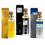 Kit 3 Perfume Masculino Fortune Rb Bratt Amakha Paris Bolso