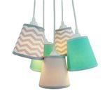 Lustre Pendente Luminária Teto Chevron Cinza, Verde Água Bivolt