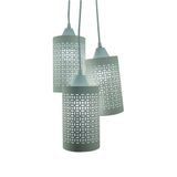 Lustre Pendente Luminária Teto Trio Rendado Bege Bivolt