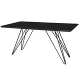 Mesa De Jantar Iris Retangular Preto 160 X 90 Cm Base Metal Preto