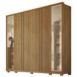 Guarda Roupa Roupeiro Casal 265cm 6 Portas 6 Gavetas Ripado Vidro Reflecta Dourado Mdf Forks Buriti