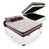 Cama Box Com Baú Casal + Colchão De Molas - Anjos - Classic Superlastic 138cm Cor:branco