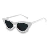 Óculos Sol Feminino Gato Cat Eye Gatinho Luxo Branco Rêtro