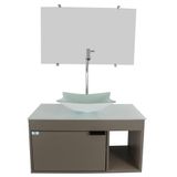 Gabinete Armário Banheiro 60cm Cuba Quadrada Branca