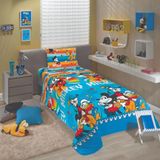 Edredom Dupla Face Microfibra Solteiro Estampado Mickey
