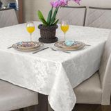 Toalha Mesa Quadrada 8 Lugar Jacquard Branco +8 Guardanapo