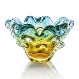 Centro De Mesa Cristal Murano Verde E Âmbar São Marcos 17cm