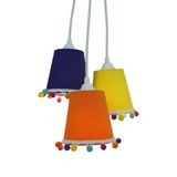 Lustre Pendente Quarto Infantil Pompons Coloridos Bivolt