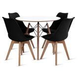 Conjunto Mesa Eames Branca 110cm E 4 Cadeiras Saarinen Pp Preta