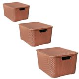 Caixas Organizadoras Rattan Marrom - 20l+15l+7l