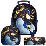 Mochila Infantil Masculina Rodinhas Batman Lancheira Estojo