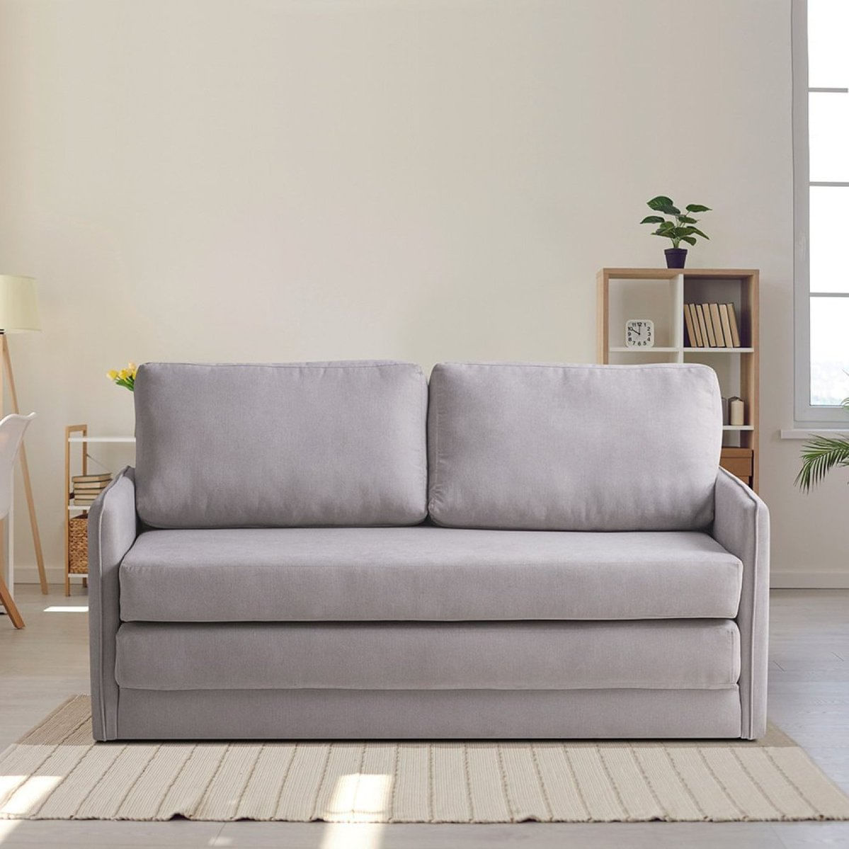 Sofa Cama 2 Lugares 153x68x86cm Charlie Cinza