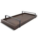 Bandeja Decorativa 25x50cm Castanho Com Alça Preta