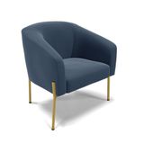 Poltrona Pé De Ferro Dourado Sala De Estar Stella Suede D03 - D&#39;rossi Cor Azul Marinho